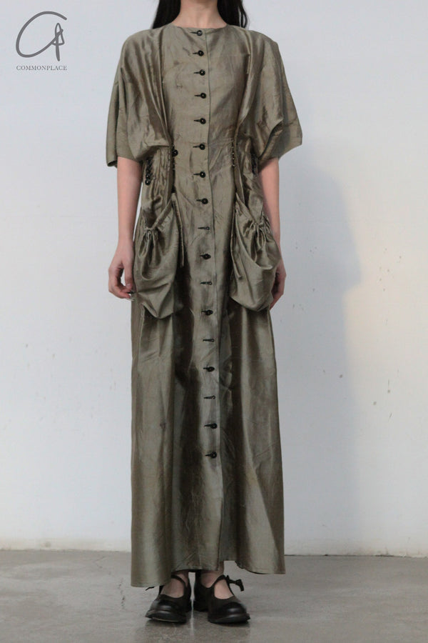 MUTEDANCE belted dress MD23FW09 olive PM103